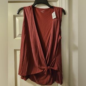 LOFT Lavish Crimson Burgundy Wrap Tank NWT